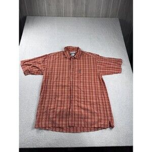 Columbia Men's XXL Orange Red Plaid Button Down Short Sleeve Casual Shirt